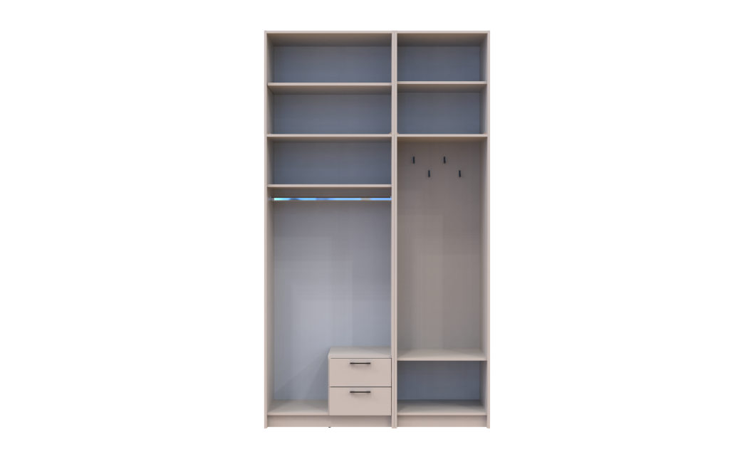 Kleiderschrank Doros Rondi mit Kleiderstange, Spiegel und hohem Oberschrank Kaschmir 2 Türen 142x52x260 (42005406)