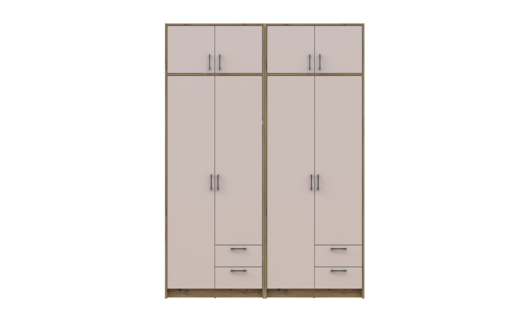 Kleiderschrank mit Aufsatz Doros Rondi Artisan Eiche/Kaschmir 2+2 Türen 164x52x236 (42005664)