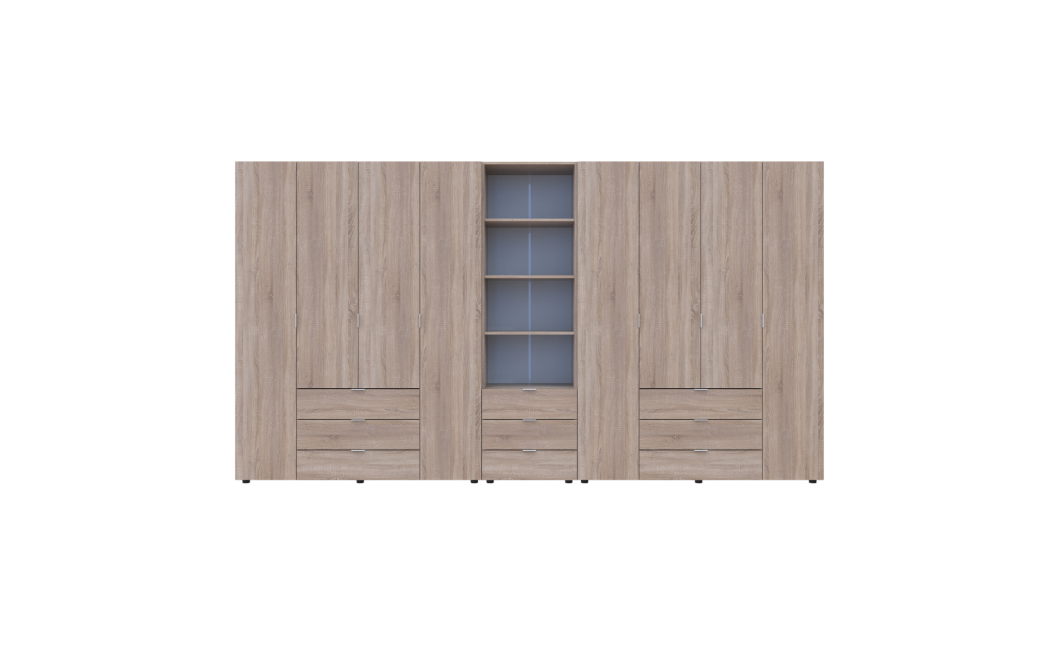 Kleiderschrank Doros Gelar Sonoma Eiche 4+4 Türen Säulenschrank 370x49,5x203,4 (42005185)