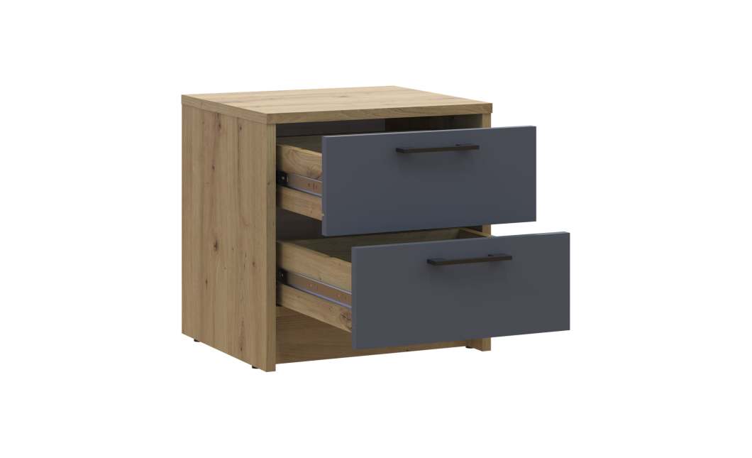 Nachttisch Doros Rondi Eiche Artisan/Anthrazit 2 Schubladen 40x35x40 (41516286)