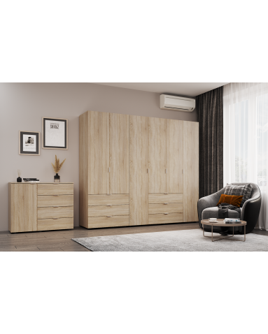 Kleiderschrank Doros Gelar Set mit Drehtüren Sonoma Eiche 2+4 Türen 232,5x49,5x203,4 (42002118)