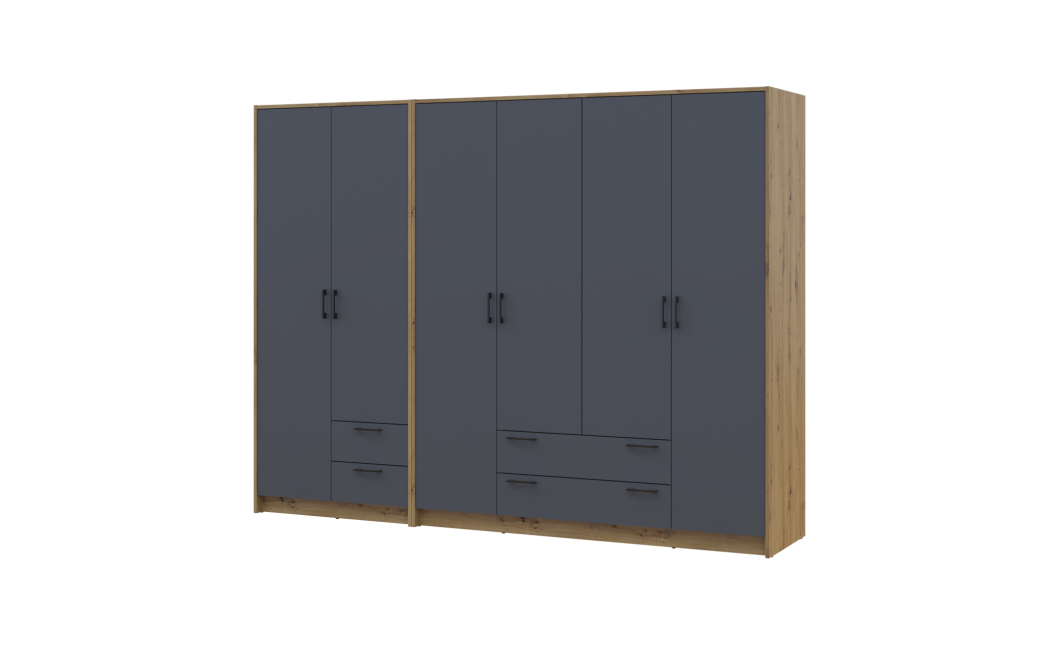 Kleiderschrank Doros Rondi Artisan Eiche/Graphit 2+4 Türen 242x52x195 (42005692)