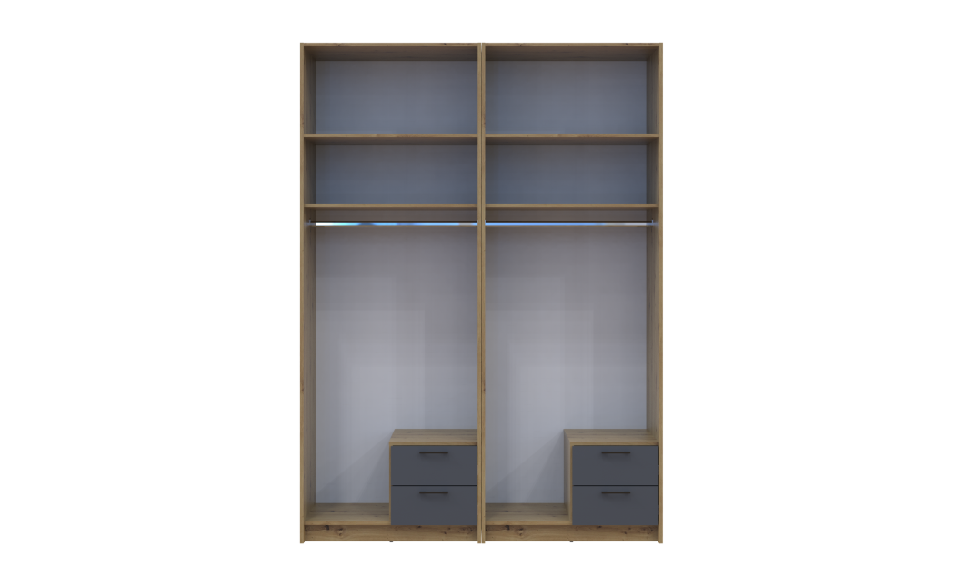 Kleiderschrank mit Aufsatz Doros Rondi Artisan Eiche/Graphit 2+2 Türen 164x52x236 (42005700)