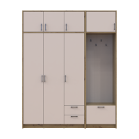 Kleiderschrank Doros Rondi mit Kleiderstange und Oberschrank Artisan Eiche/Kaschmir 3 Türen 181x52x236 (42005284)