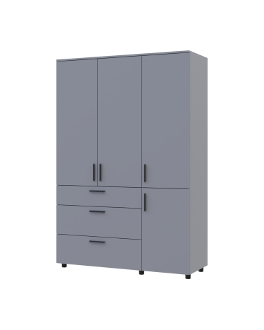 Kleiderschrank Doros Thorn Grau 3 Türen 3 Schubladen Böden 135x51,6x200 (44900490)
