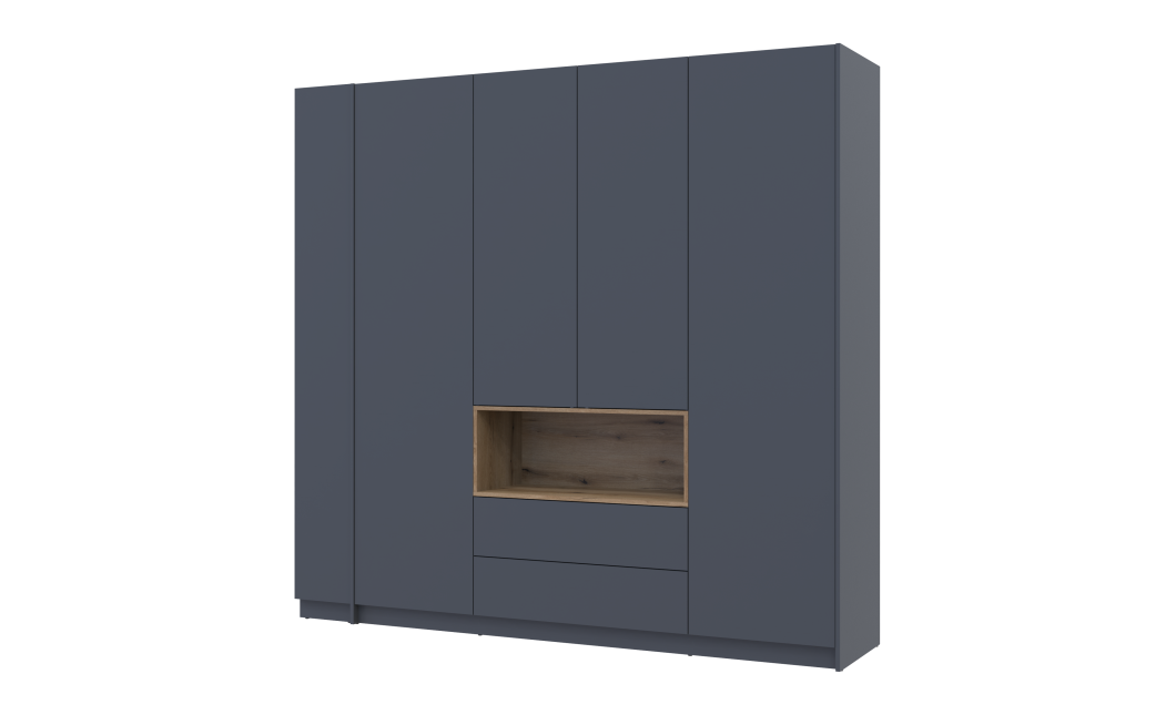 Kleiderschrank Doros Dale mit Drehtüren Anthrazit/Ewok Eiche 4 Türen 234x52x220 (42005339)