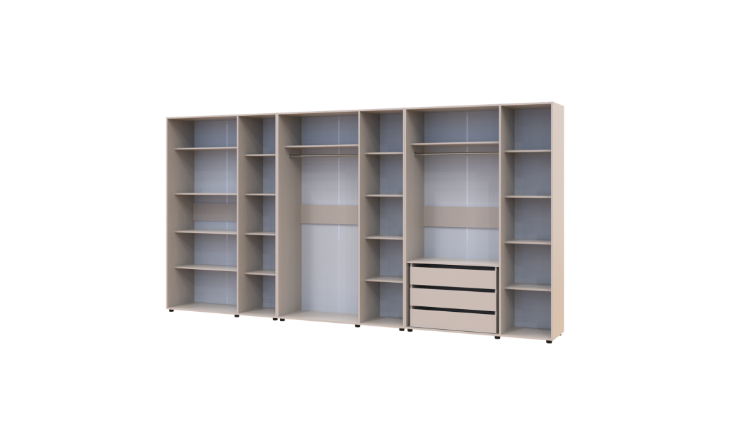 Kleiderschrank mit Regalen und Schubladen Doros Kasper Kaschmir 3+3+3 Türen 405x48x204 (42005734)