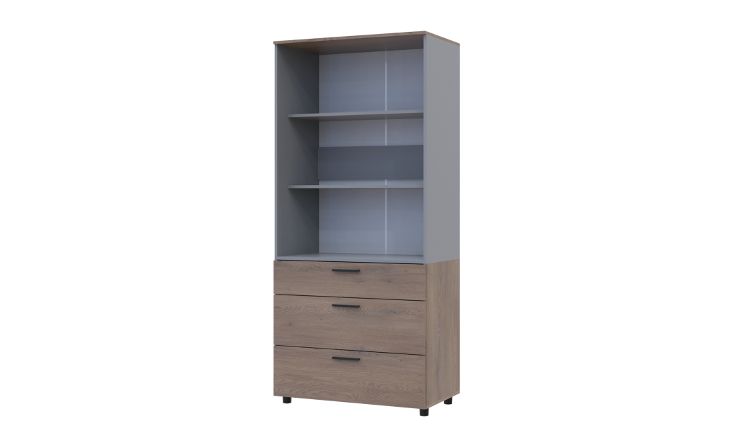Kleiderschrank Doros Thorn Cremona Cannolo/Grau 2 Türen 3 Schubladen Kleiderstange 90x51,6x200 (44900457)