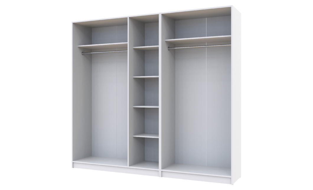 Kleiderschrank Doros Promo mit Drehtüren Weiß 2+3 Türen 225x48x204 (42005004)