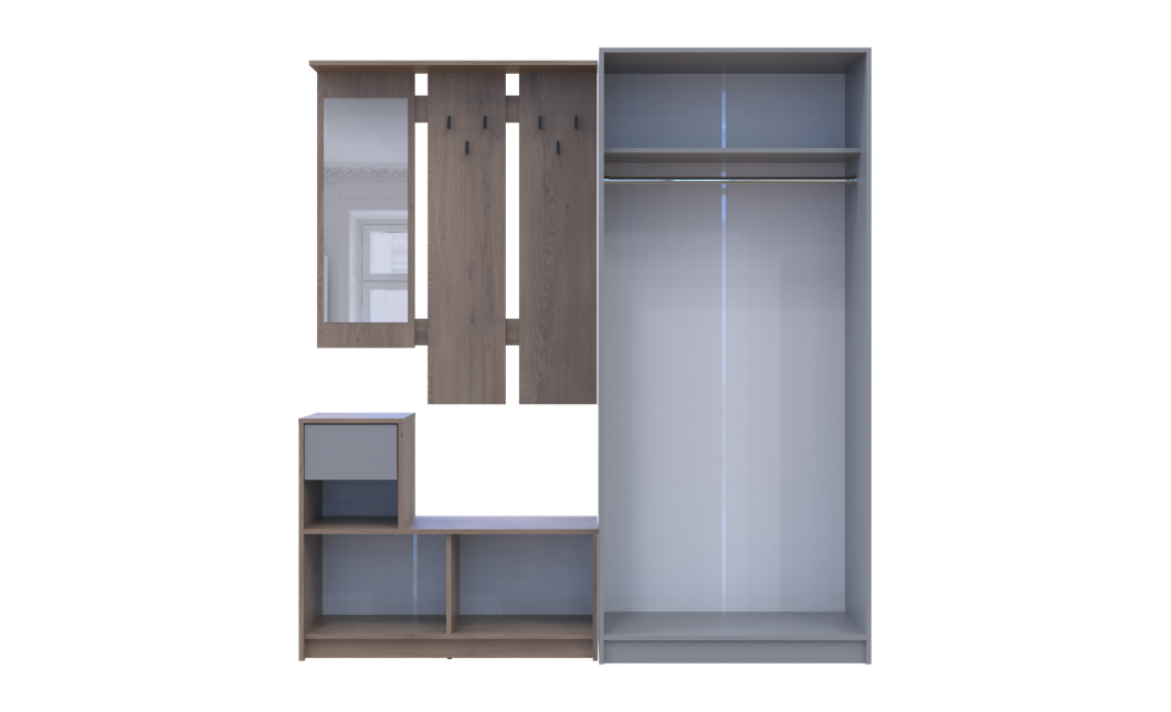 Flurmöbel Set Bela + Kleiderschrank Promo Cremona Cannolo/Grau 190x48x204 (42005331)