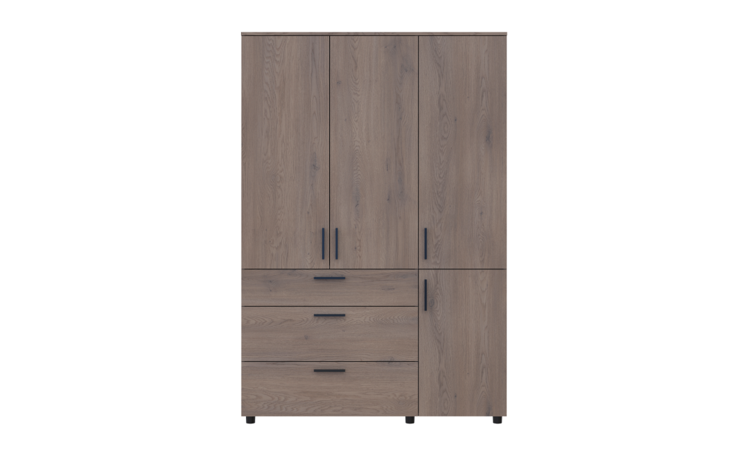 Kleiderschrank Doros Thorn Cremona Cannolo 3 Türen 3 Schubladen Kleiderstange 135x51,6x200 (44900477)