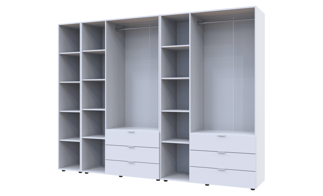 Kleiderschrank Doros Gelar Weiß 3+3 Türen mit offenem Regal 270,6x49,5x203,4 (42005036)
