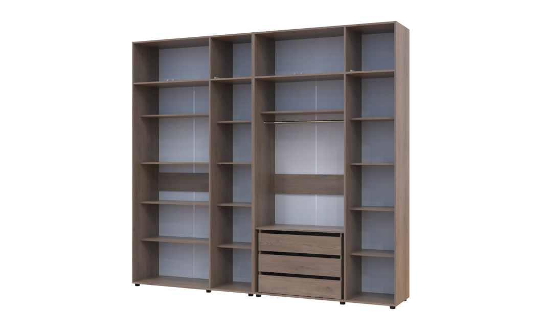 Kleiderschrank mit Schubladen, Regalen und Aufsatz Doros Kasper Cremona Cannolo 3+3 Türen 270x48x245 (42005581)