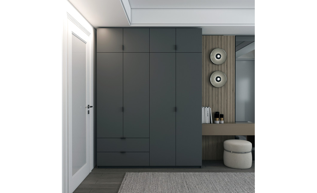 Kleiderschrank Doros Lukas mit Drehtüren Graphitgrau 180x50x240 (80736288)