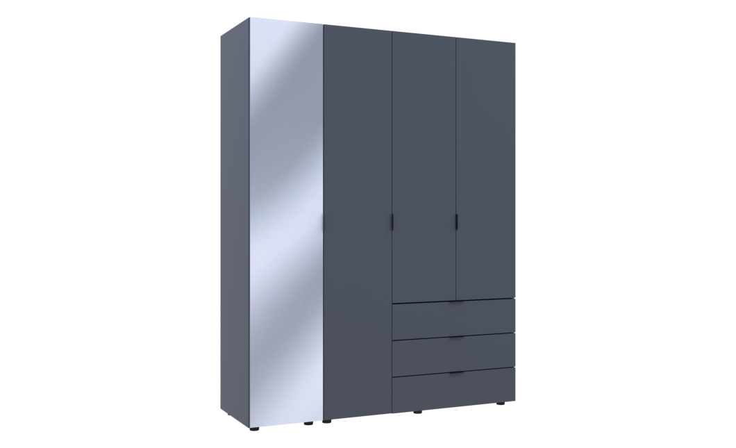 Kleiderschrank Doros Gelar Graphitgrau 3 Türen mit Spiegel 155x49,5x203,4 (42002158)