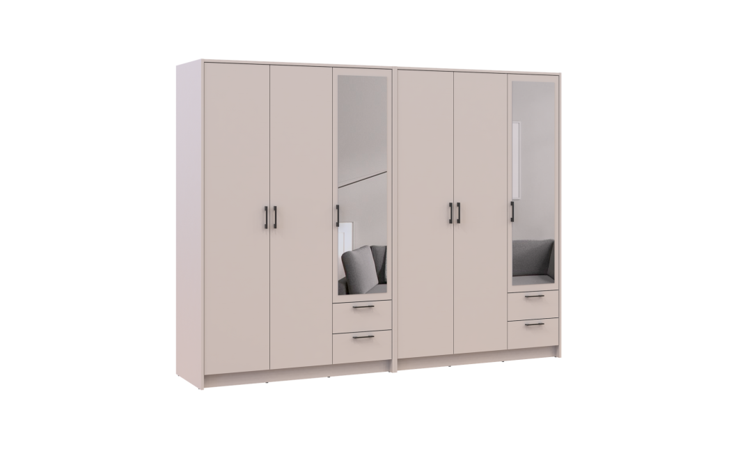 Kleiderschrank mit Spiegel Doros Rondi Kaschmir 3+3 Türen 242x52x195 (42005623)