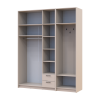 Kleiderschrank Doros Rondi mit Kleiderstange, Spiegel und Oberschrank Kaschmir 3 Türen 181x52x236 (42005404)
