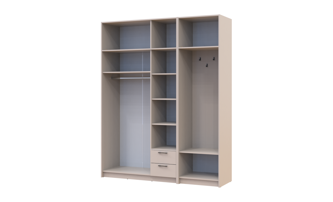 Kleiderschrank Doros Rondi mit Kleiderstange, Spiegel und Oberschrank Kaschmir 3 Türen 181x52x236 (42005404)