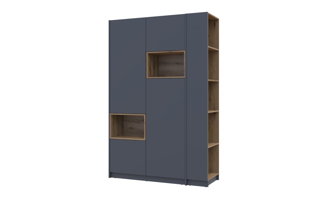Kleiderschrank Doros Dale mit Drehtüren Anthrazit/Ewok Eiche 2 Türen 143,2x52x220 (42005337)