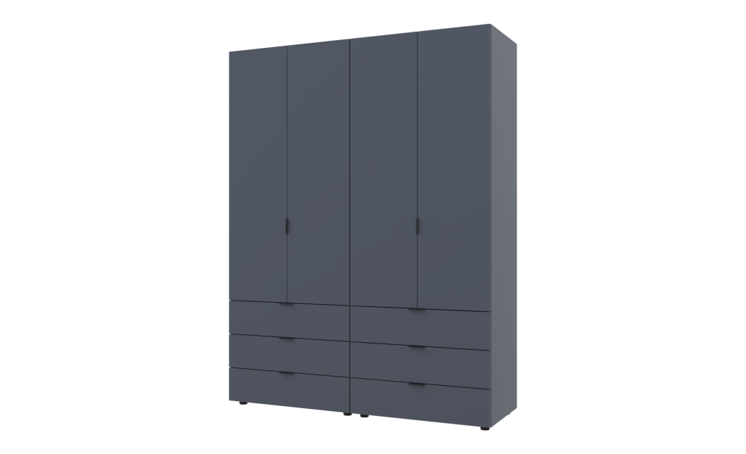 Kleiderschrank Doros Gelar Set mit Drehtüren Graphitgrau 2+2 Türen 155x49,5x203,4 (42002131)