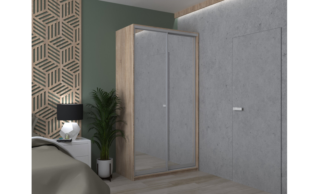 Kleiderschrank Doros City Light Schiebetüren Sonoma Eiche mit Spiegel 120x45x225 (44900068)