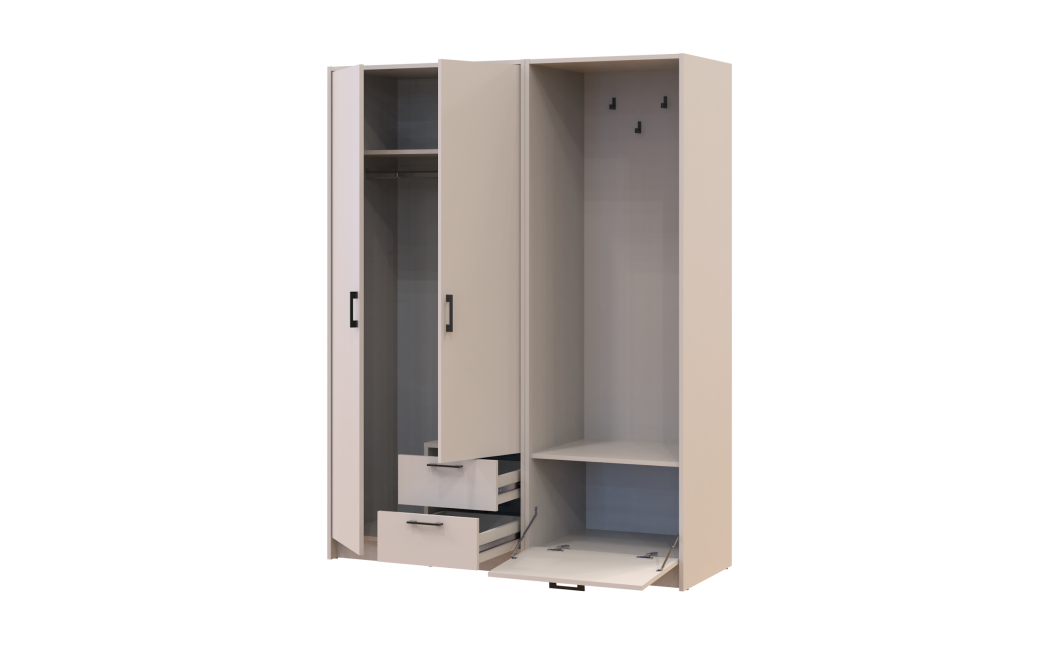 Drehtürenschrank Doros Rondi mit Kleiderstange Kaschmir 3 Türen 181x52x195 (42005392)