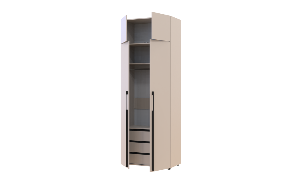 Kleiderschrank mit Schubladen und Aufsatz Doros Kasper Kaschmir 2 Türen 90x48x245 (42005538)