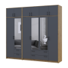 Kleiderschrank mit Spiegel und Aufsatz Doros Rondi Artisan Eiche/Graphit 2+4 Türen 242x52x236 (42005705)
