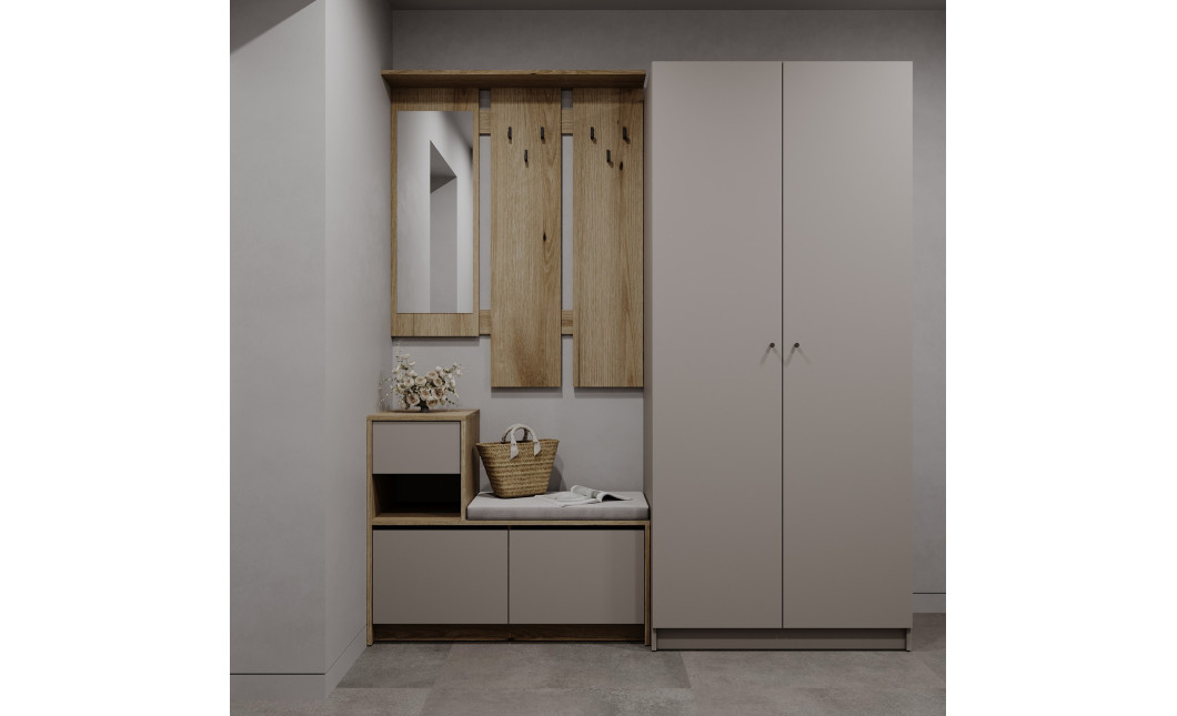 Flurmöbel Set Bela + Kleiderschrank Promo Eiche Evok/Kaschmir 190x48x204 (42005330)