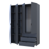 Kleiderschrank Doros Gelar Graphitgrau 3 Türen mit Spiegel 155x49,5x203,4 (42002158)