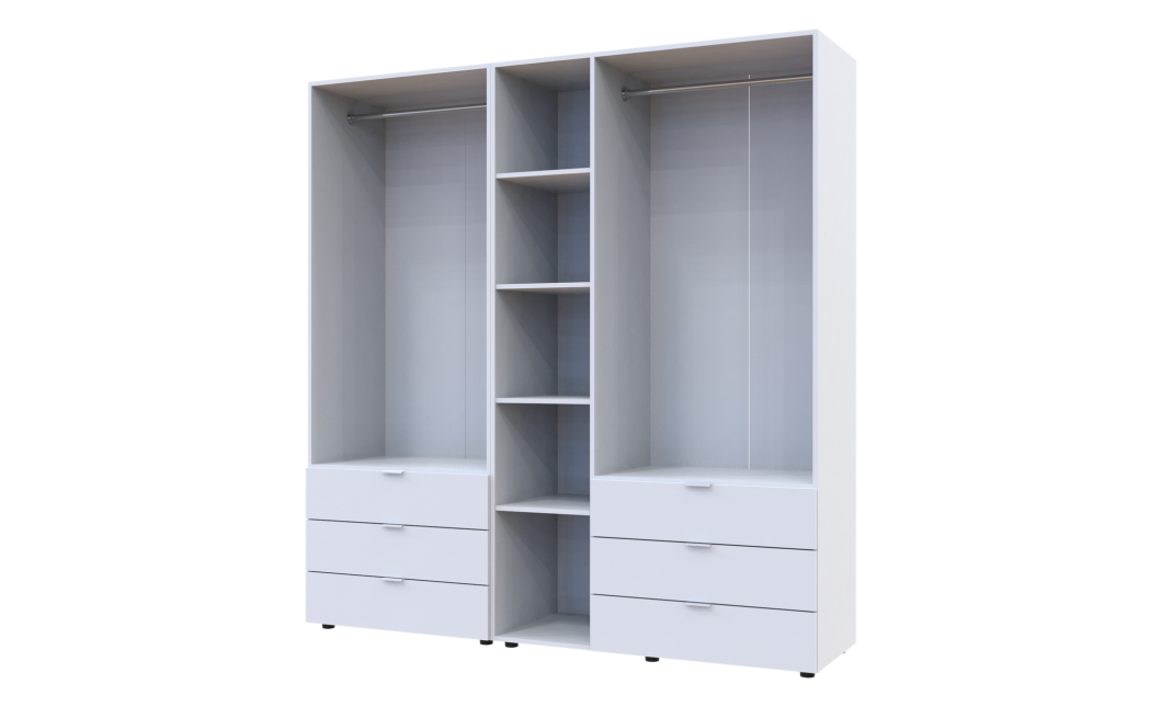 Kleiderschrank Doros Gelar Set mit Drehtüren Weiß 2+3 Türen 193,7x49,5x203,4 (42002116)