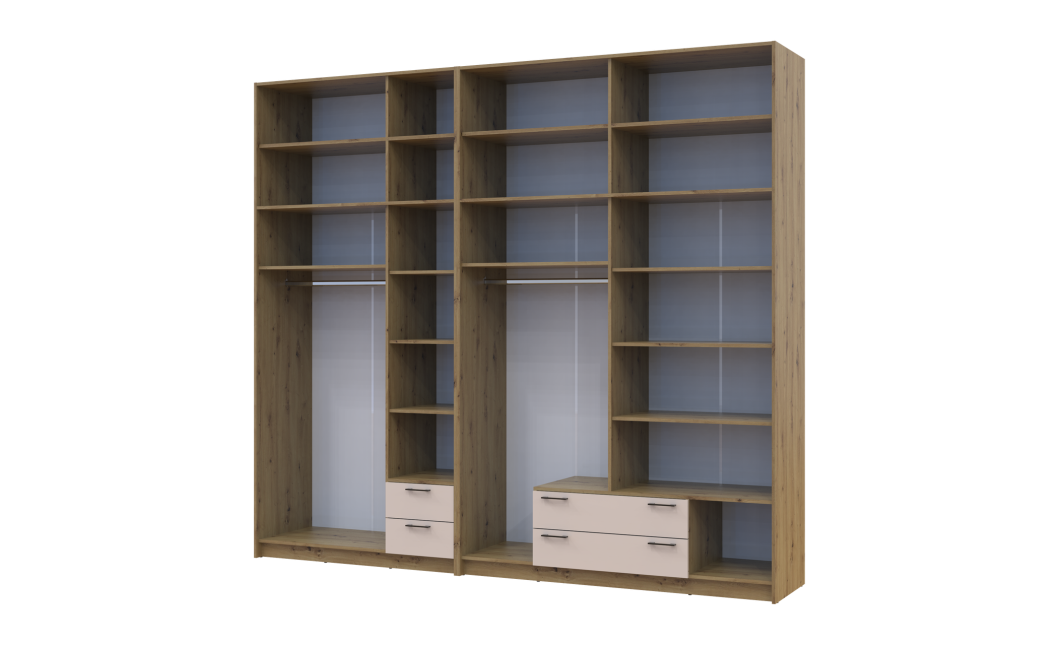 Kleiderschrank mit Spiegel und hohem Aufsatz Doros Rondi Artisan Eiche/Kaschmir 3+4 Türen 281x52x260 (42005685)