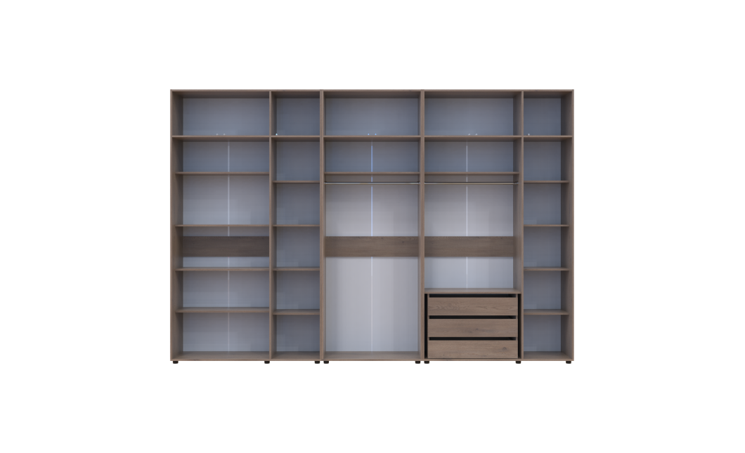 Kleiderschrank mit Schubladen, Regalen und Aufsatz Doros Kasper Cremona Cannolo 3+2+3 Türen 360x48x245 (42005745)