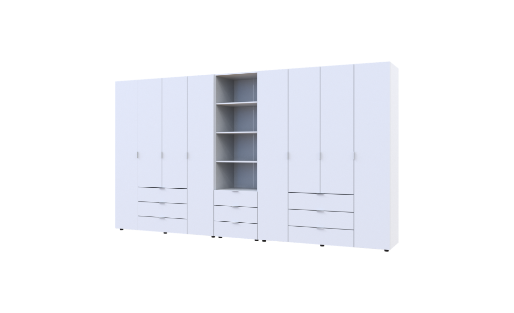 Kleiderschrank Doros Gelar Weiß 4+4 Türen Säulenschrank 370x49,5x203,4 (42005167)