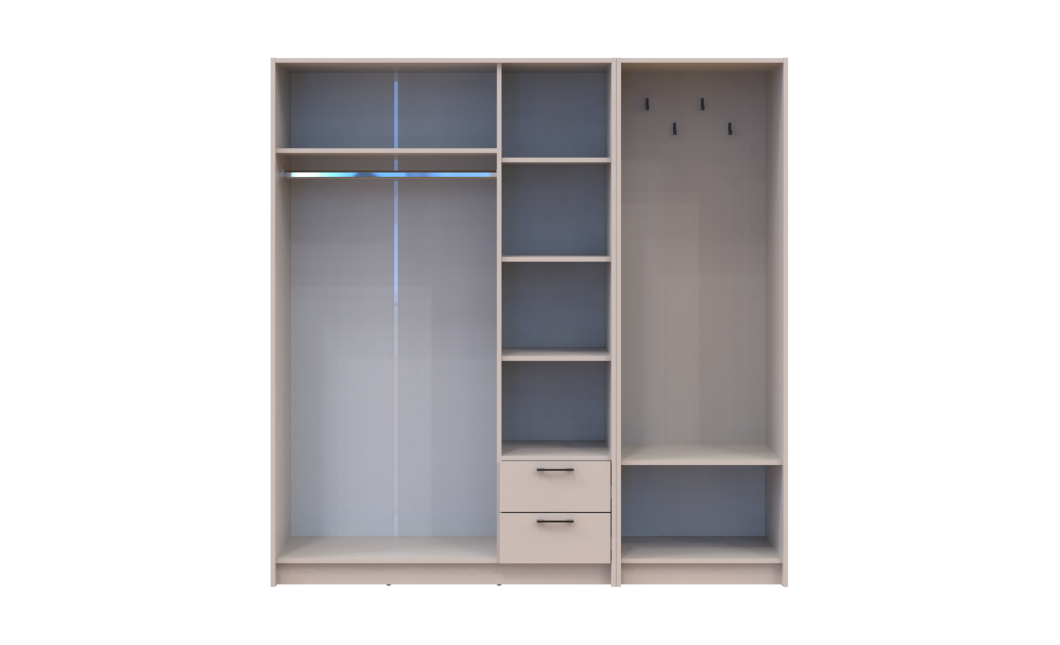 Drehtürenschrank Doros Rondi mit Kleiderstange und Spiegel Kaschmir 3 Türen 181x52x195 (42005401)