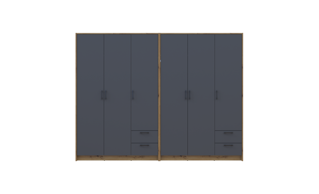 Kleiderschrank Doros Rondi Artisan Eiche/Graphit 3+3 Türen 242x52x195 (42005694)