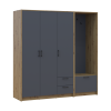 Drehtürenschrank Doros Rondi mit Kleiderstange Artisan Eiche/Graphitgrau 3 Türen 181x52x195 (42005281)