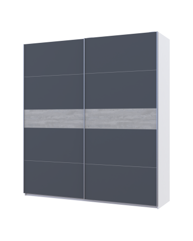 Kleiderschrank Doros G-Caiser Schiebetüren Weiß Graphit mit Betonoptik 220x60x240 (44900281)