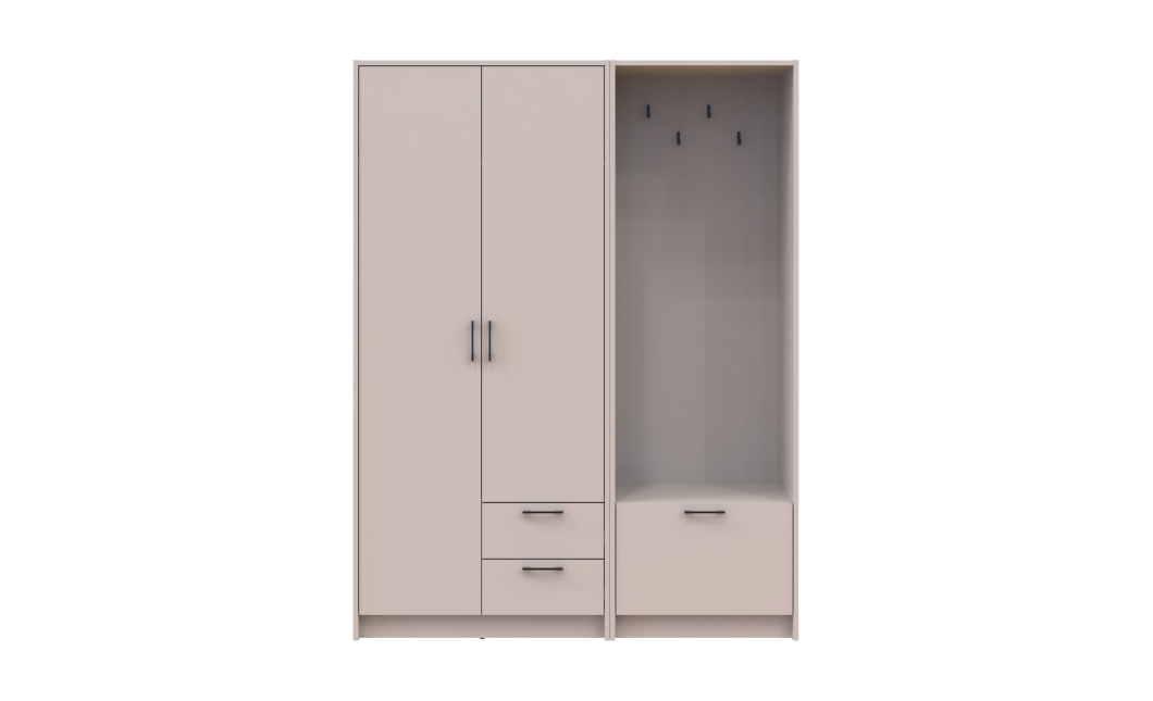 Drehtürenschrank Doros Rondi mit Kleiderstange Kaschmir 3 Türen 181x52x195 (42005392)