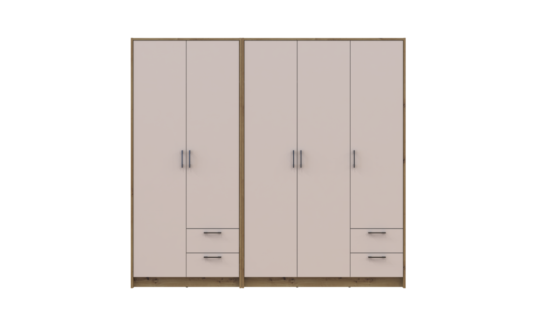 Kleiderschrank Doros Rondi Artisan Eiche/Kaschmir 2+3 Türen 203x52x195 (42005654)