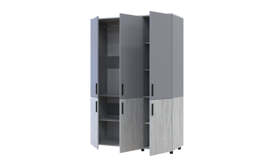 Kleiderschrank Doros Thorn Natti Kiefer/Grau 3 Türen Kleiderstange 135x51,6x200 (44900511)