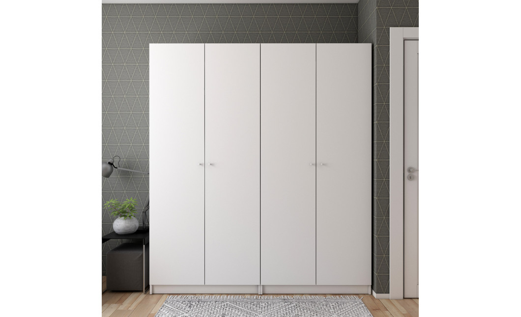 Kleiderschrank Doros Promo mit Drehtüren Weiß 2+2 Türen 180x48x204 (42005008)