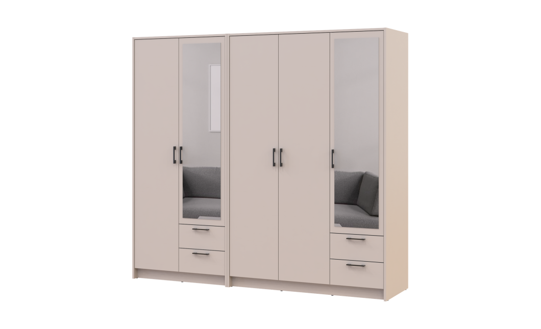 Kleiderschrank mit Spiegel Doros Rondi Kaschmir 2+3 Türen 203x52x195 (42005619)