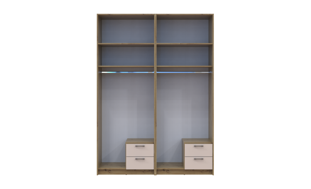 Kleiderschrank mit Aufsatz Doros Rondi Artisan Eiche/Kaschmir 2+2 Türen 164x52x236 (42005664)