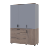 Kleiderschrank Doros Thorn Cremona Cannolo/Grau 3 Türen 3 Schubladen Kleiderstange 135x51,6x200 (44900505)