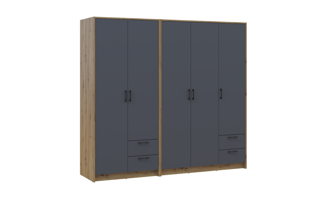 Kleiderschrank Doros Rondi Artisan Eiche/Graphit 2+3 Türen 203x52x195 (42005690)