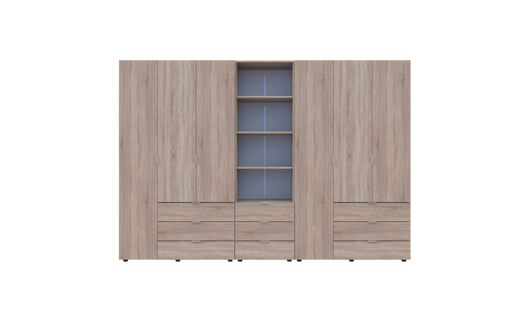 Kleiderschrank Doros Gelar Sonoma Eiche 3+3 Türen Säulenschrank 292,4x49,5x203,4 (42005184)