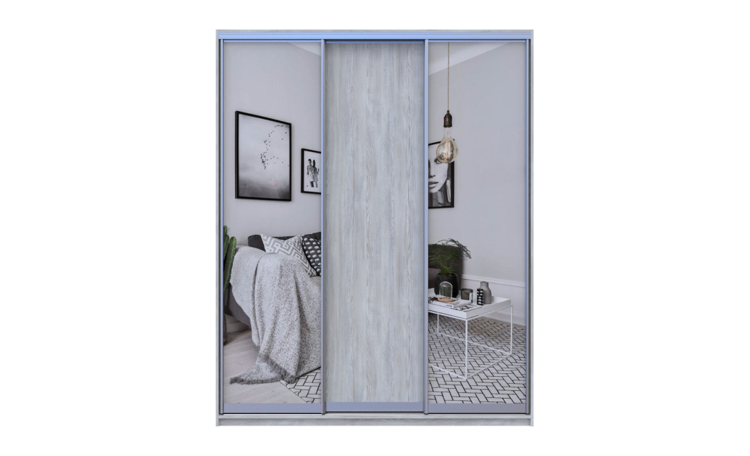 Kleiderschrank Doros City Light Natti Luc Schiebetüren mit Spiegel 180x60x225 (80736520)