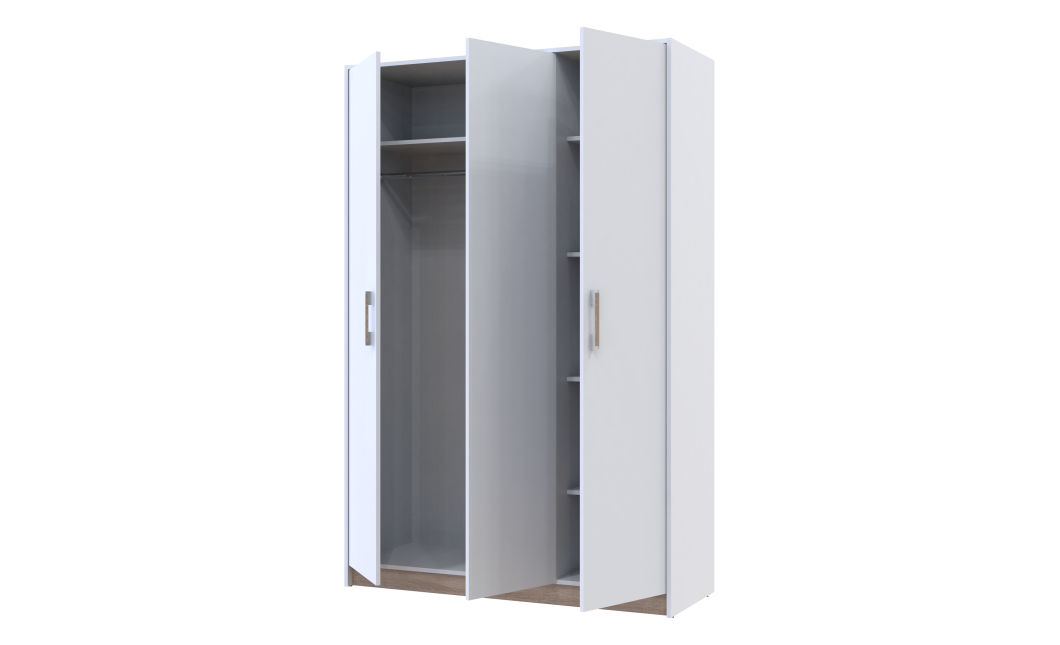 Kleiderschrank Doros Austin mit Drehtüren Weiß 135x51x205 (80737167)
