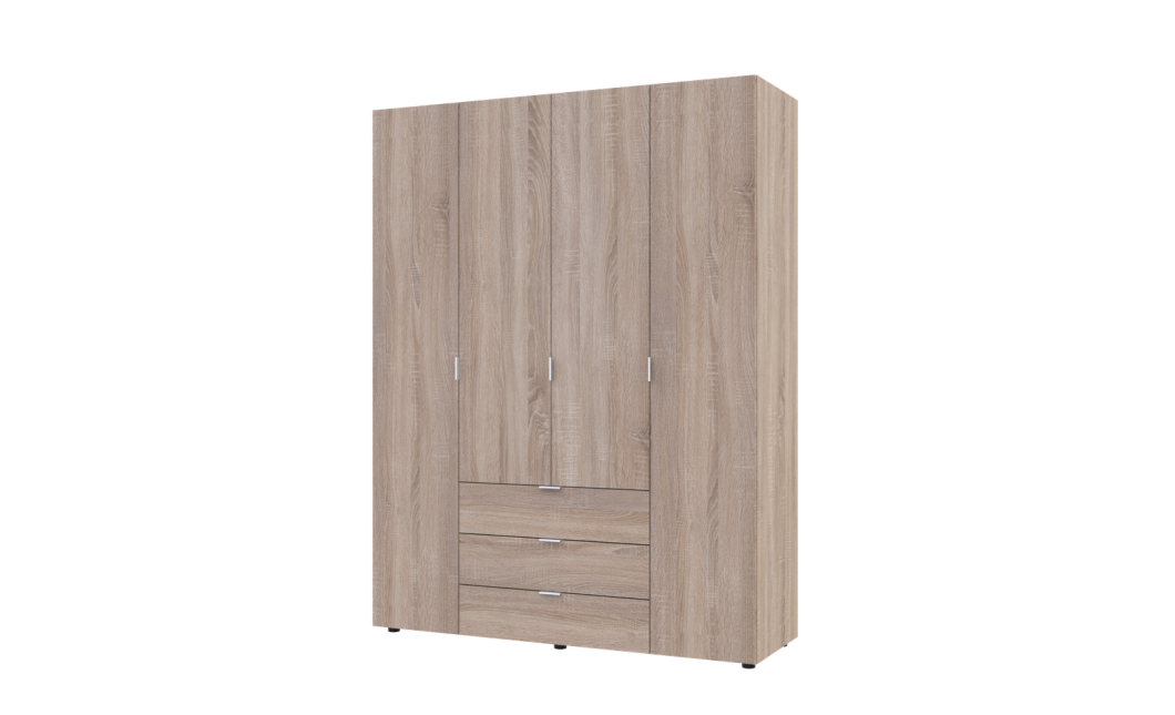 Kleiderschrank Doros Gelar mit Drehtüren Sonoma Eiche 4 Türen 155x49,5x203,4 (80397560)